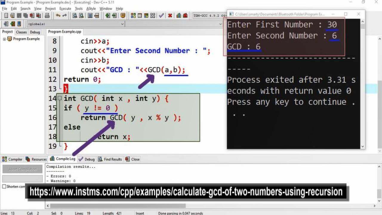 Calculate Gcd Of Two Numbers Using Recursion Cpp Tutorial