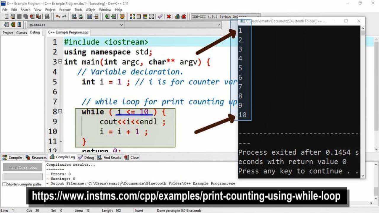 Counting Using While Loop C Programs