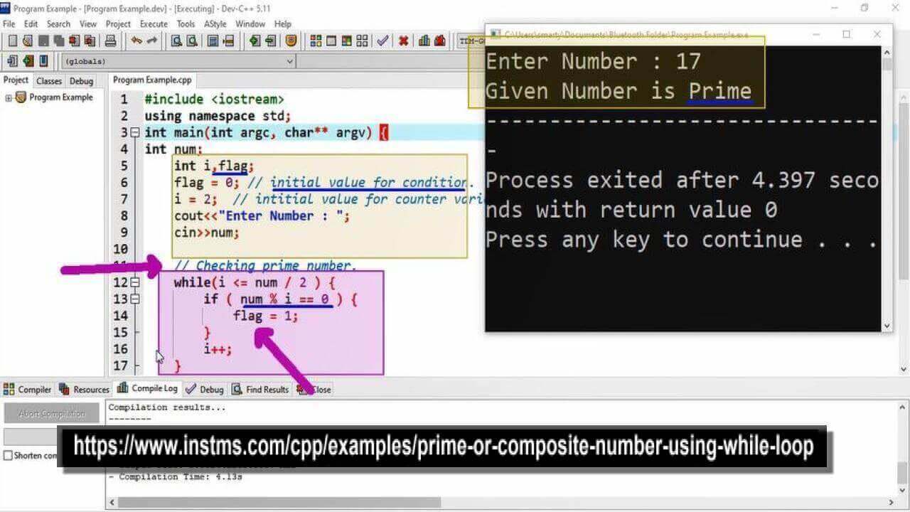 Prime Or Composite Number Using While Loop Cpp Tutorial